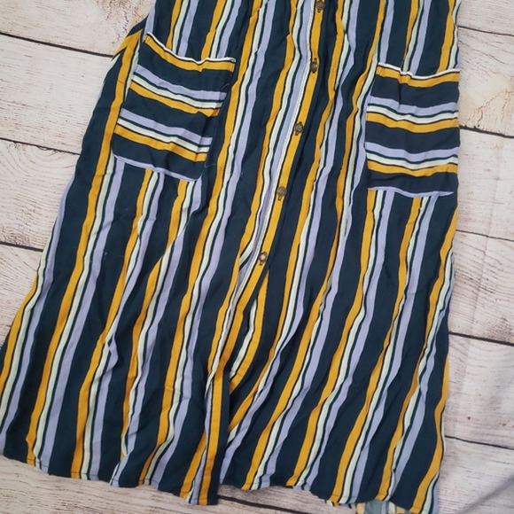 XHILARATION stripe midi button down cutout dress - Picture 3 of 5